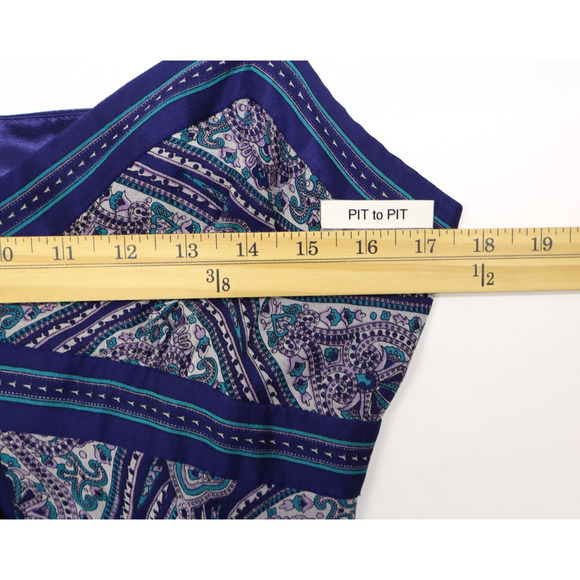 Nicole Miller Women's Sz 14 Silk Blue Handkerchief Dress Asymmetric Midi Fairy - Picture 4 of 10